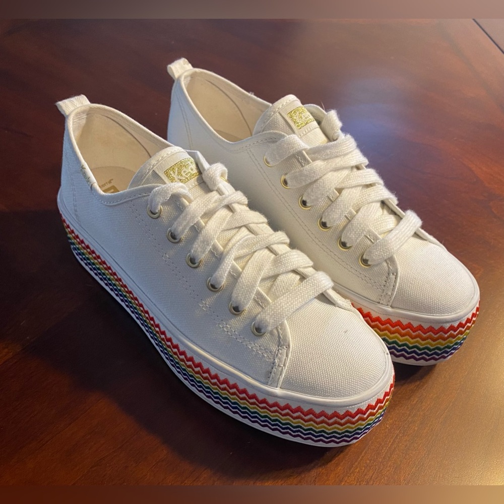 Keds Rainbow Woven White Platform Sneaker